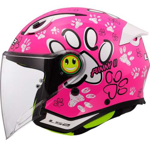 KASK MOTOCYKLOWY LS2 OF622 FUNNY II PAWS PINK JUNIOR kask dziecinny nowy model