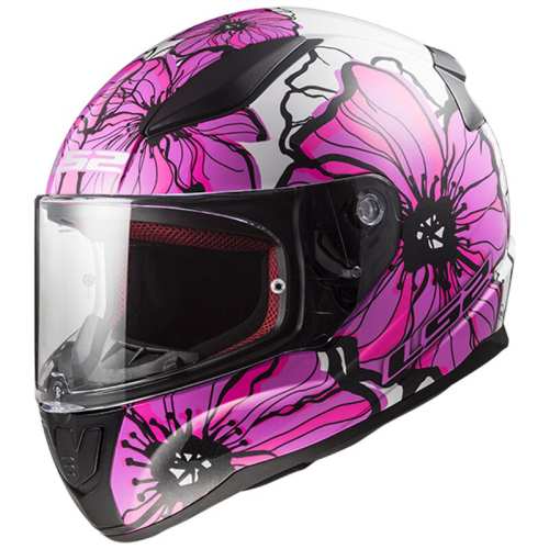 KASK MOTOCYKLOWY KASK LS2 FF353 RAPID POPPIES WHITE PINK Damski, ls2.sklep.pl