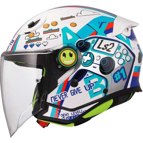 KASK LS2 OF622 FUNNY II NEXT LEVEL WHITE POŁYSK