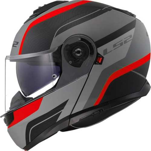 KASK LS2 FF908 STROBE II MONZA MATT BLACK GREY RED z otwieraną szczęką