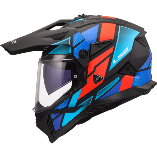 Kask Motocyklowy Cross Enduro MX702 PIONEER II Matt BLOCK Black Red Blue (matt )