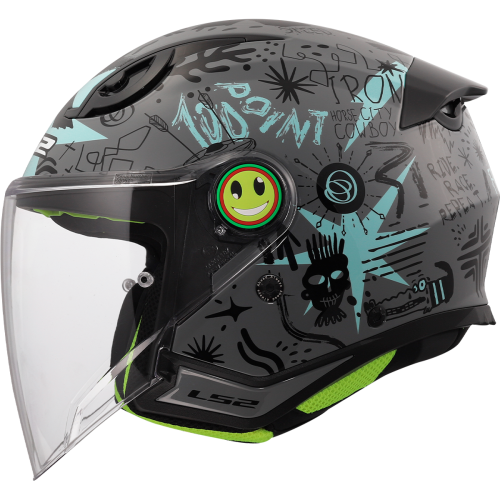 Kask Motocyklowy LS2 OF622 FUNNY II Scribble Grey Blue