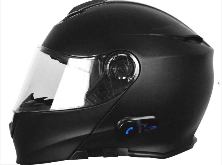Kask DELTA szczękowy czarny matowy z BlueTooth ORIGINE otwierana szczęka + blenda + wbudowany  intercom BT łączność BT