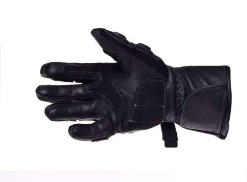 PROFESJONALNE  RĘKAWICE MOTOCYKLOWE CZARNE SKÓRZANE SIATKA