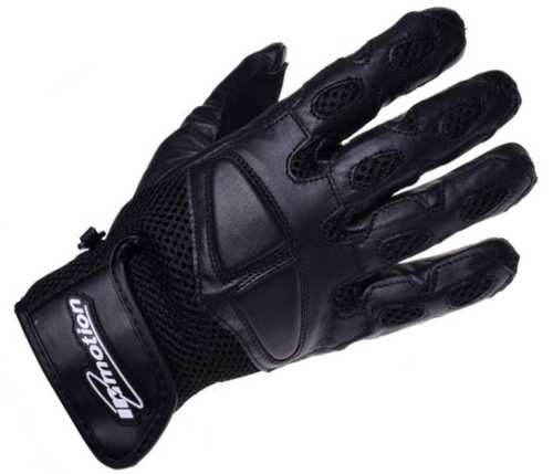 PROFESJONALNE  RĘKAWICE MOTOCYKLOWE CZARNE SKÓRZANE SIATKA