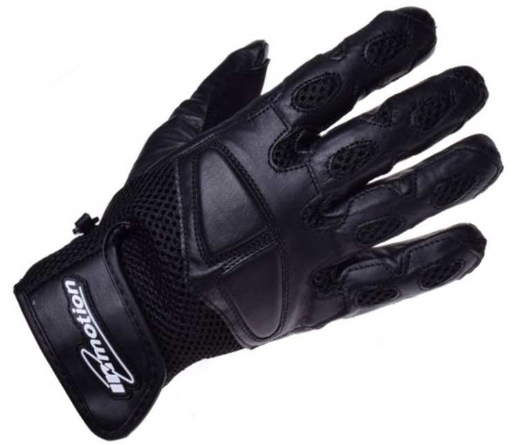 PROFESJONALNE  RĘKAWICE MOTOCYKLOWE CZARNE SKÓRZANE SIATKA