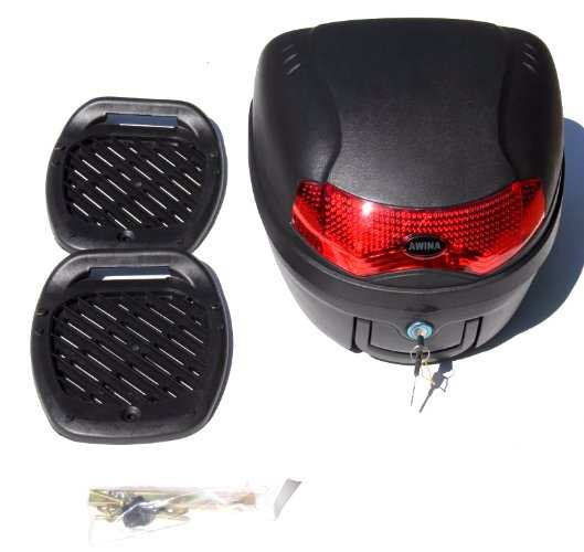 KUFER AWINA 42x40x30 NA MOTOCYKL SKUTER QUAD NA 1 KASK, Plastový kufor Awina 28L v balení s upínacou platňou, farba: čierna matná.