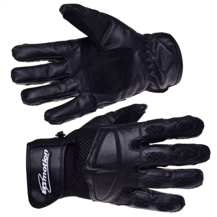 PROFESJONALNE  RĘKAWICE MOTOCYKLOWE CZARNE SKÓRZANE SIATKA