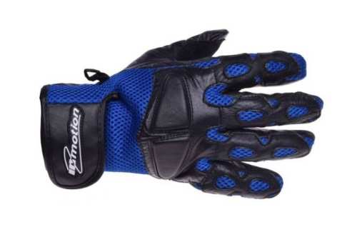  RĘKAWICE MOTOCYKLOWE CZARNO-NIEBIESKIE SKÓRZANE SIATKA na lato na jesień na wiosnę